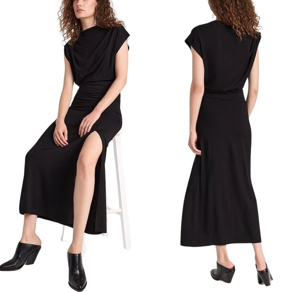 Isabel Marant Etoile Naerys Ruched Stretch Jersey Maxi Shirt Dress Sz 42 / 10